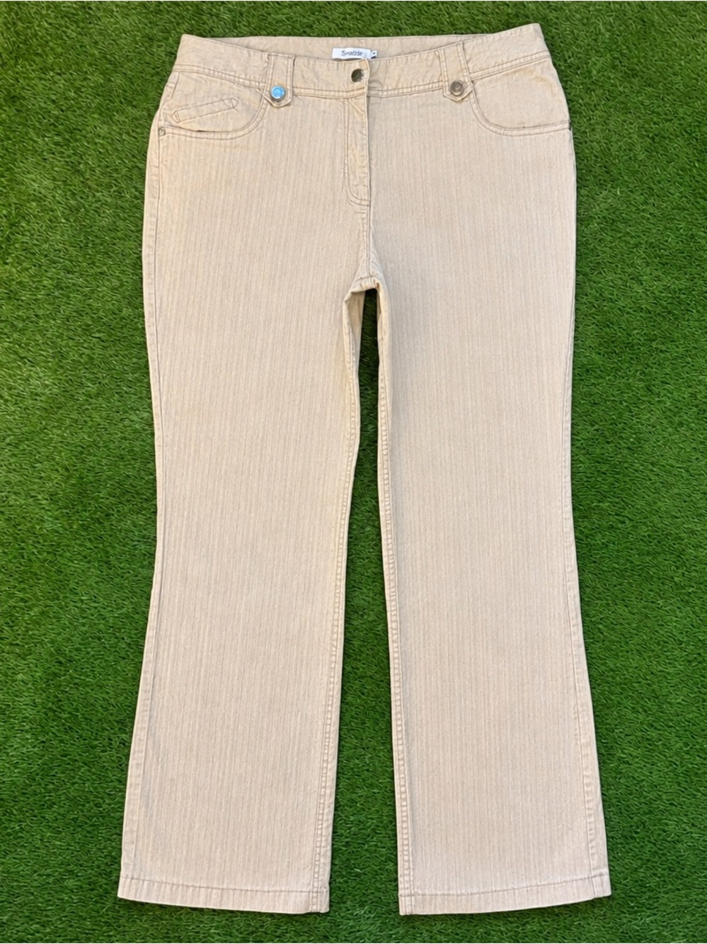 Snazzie Beige Pinstripe Straight Leg Pants Size 18